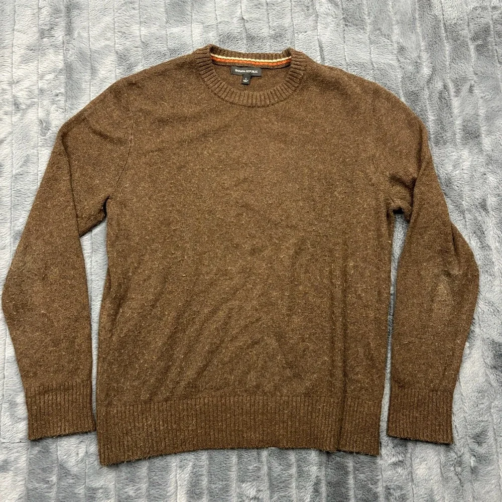 Banana Republic Mens Brown Wool Blend Crew Neck Sweater Large RN 54023